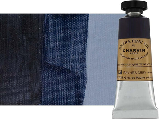 Charvin Extra Fine Oil Paint, Payne's Grey 20 ml - Triple-Milled, Rich Texture, Poppy Oil-Based, Light-Fast, Handmade, Archival Quality