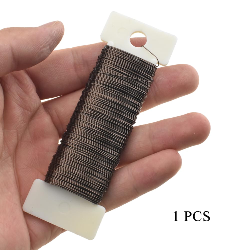 HAHIYO 26Gauge Coffee Color Metal Floral Wire - 1 Roll, 38 Yards (115 Feet) - Flexible Paddle Wire for Craft, Christmas Wreath, Flower Arrangement, Bouquet Wrapping, Wedding, DIY