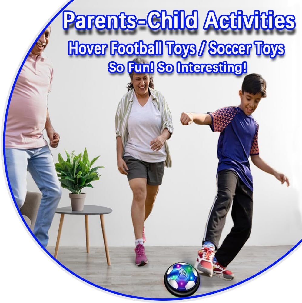 VNVDFLM Hover Soccer Ball Toys for Boys Girls,Rechargeable Floating Soccer Ball with Led Lights and Foam Cushion,Indoor Air Football Game Perfect Birthday for Kids Age 3-9（Black）
