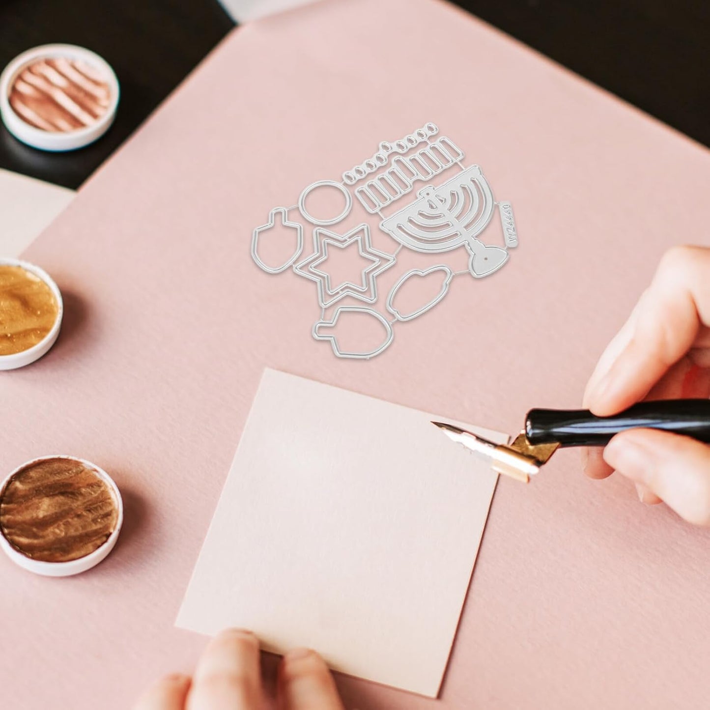 Hanukkah Metal Cutting Dies - Menorah Metal Cut Stencil for DIY Scrapbooking, Holiday Crafting, Decorative Album, and Card Making