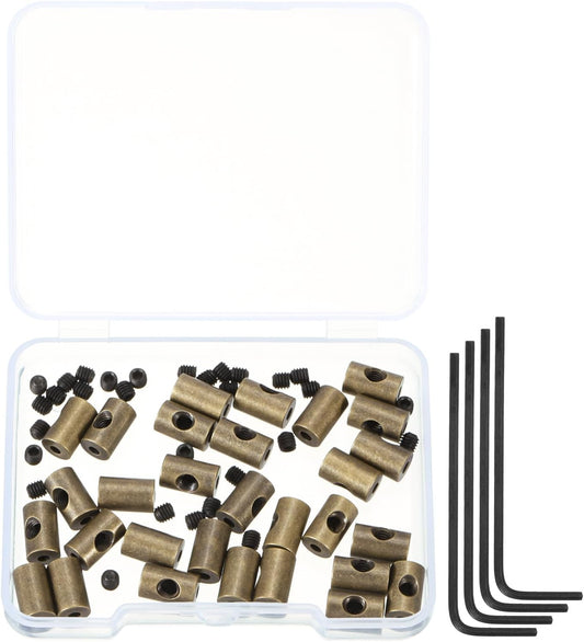 MECCANIXITY 30 Pcs Metal Locking Pin Backs, Locking Pin Keepers Locking Clasp 9mm(H) with 4 Wrench Replacement in Storage Case for Badge, Brooch, Copper Tone
