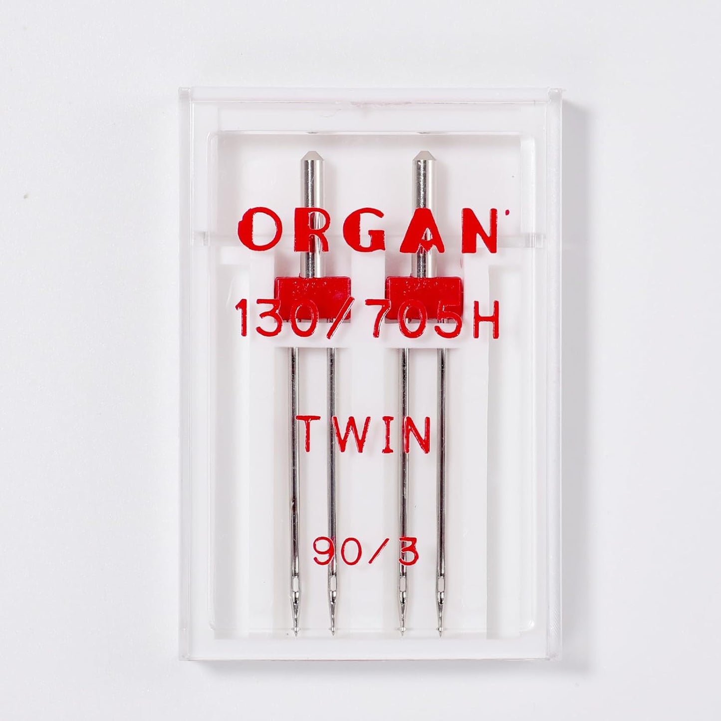 Organ Twin Sewing Machine Needles (Double Needle) Size 90/14 3.0mm, for Medium-Heavy Fabrics, Topstitching, Hems, Compatible with Singer, Brother, Janome Home Machines