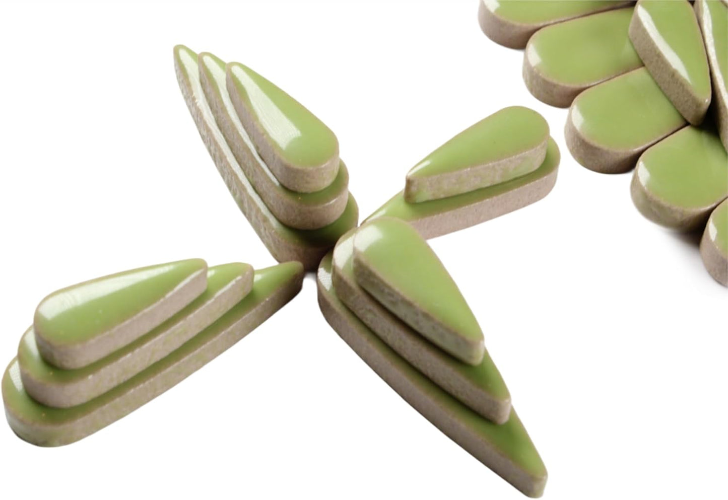 200g Petal Droplet Shaped Ceramic Mosaic Tiles for Crafts, Vibrant Colors, Ceramic Tiles for Mosaic Making Kits, DIY Arts and Crafts (Light Green)