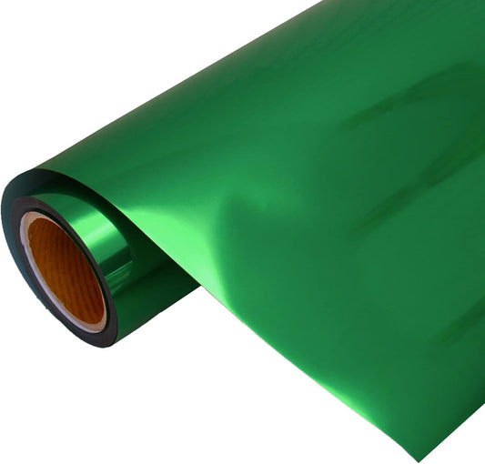 Threadart Metallic Foil Green Heat Transfer Vinyl Film | Custom Cut Roll 20" Wide by The Yard | Compatible with Venture Explore and Maker, Silhouette Cameo, & Large Format Cutters