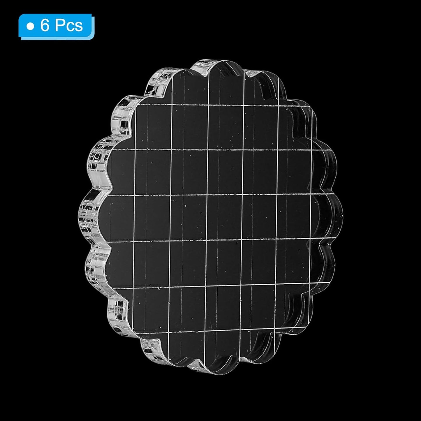 PATIKIL 2.8" Acrylic Stamp Block, 6Pcs Clear Stamping Block with Grid Lines Decorative Mounting Blocks Round for Scrapbooking DIY Crafts Card Making