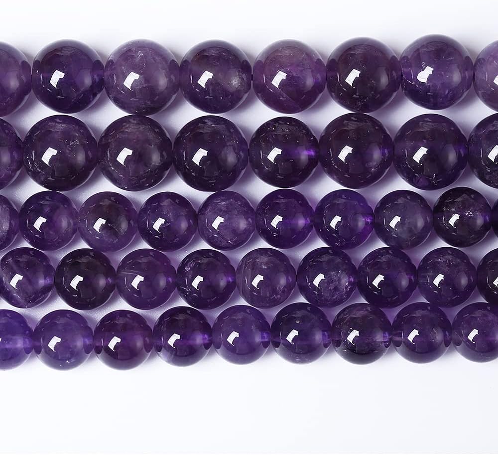 72PCS 10mm Natural Amethyst AAAAA Purple Crystal Quartz Beads Gemstones Round Stone Beads for Jewelry Making DIY Bracelet Necklace 2 Strand 32"