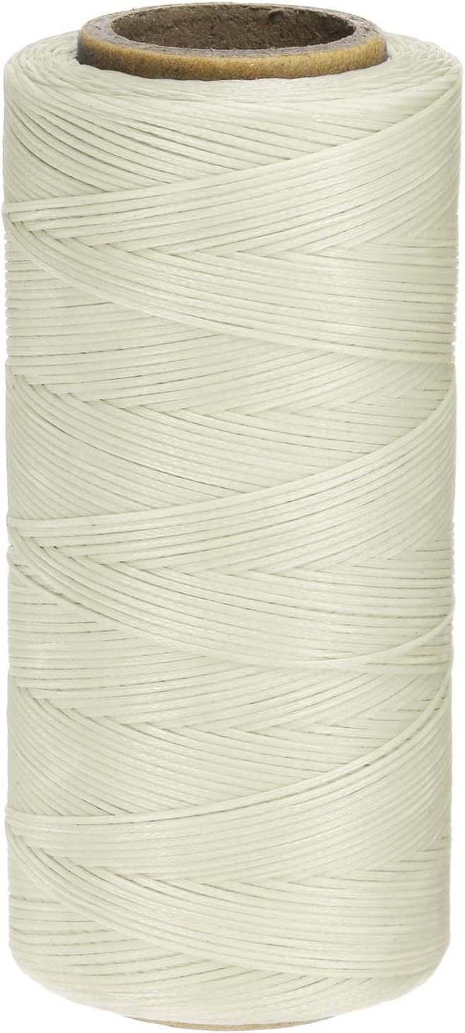 uxcell 150D 0.8mm Flat Waxed Thread 284 Yards Polyester Leather Sewing Waxed String Hand Stitching Waxed Cord for Leather Stitching Sewing Bookbinding DIY Craft Creamy White