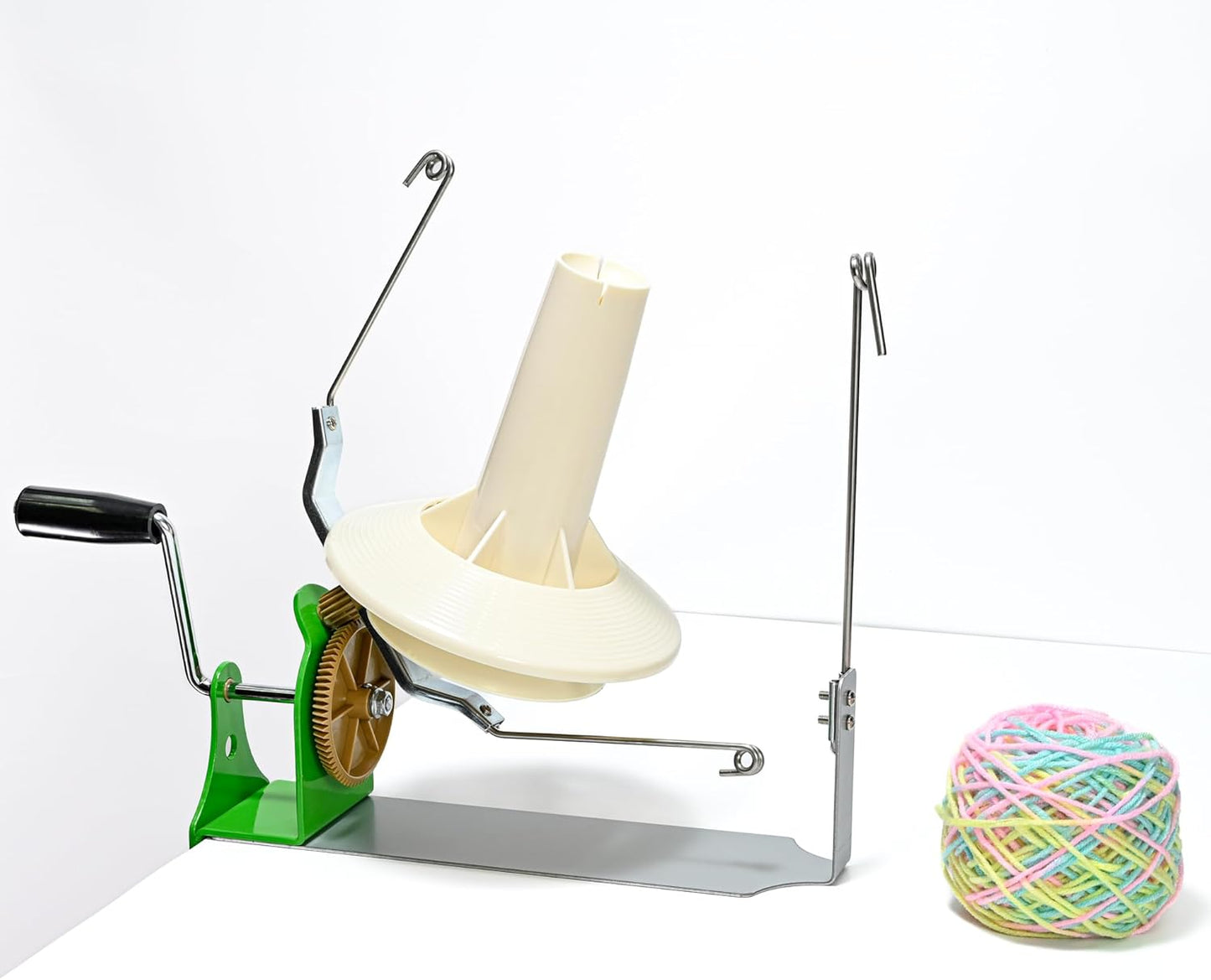 18oz Large Capacity Yarn Ball Winder, Hand Operated Yarn Baller, Bulk Yarn Cake Holder Spinner for Fiber Wool String Ball Crocheting Weaving, Tabletop Dual Rocker Arm Strong Clamp