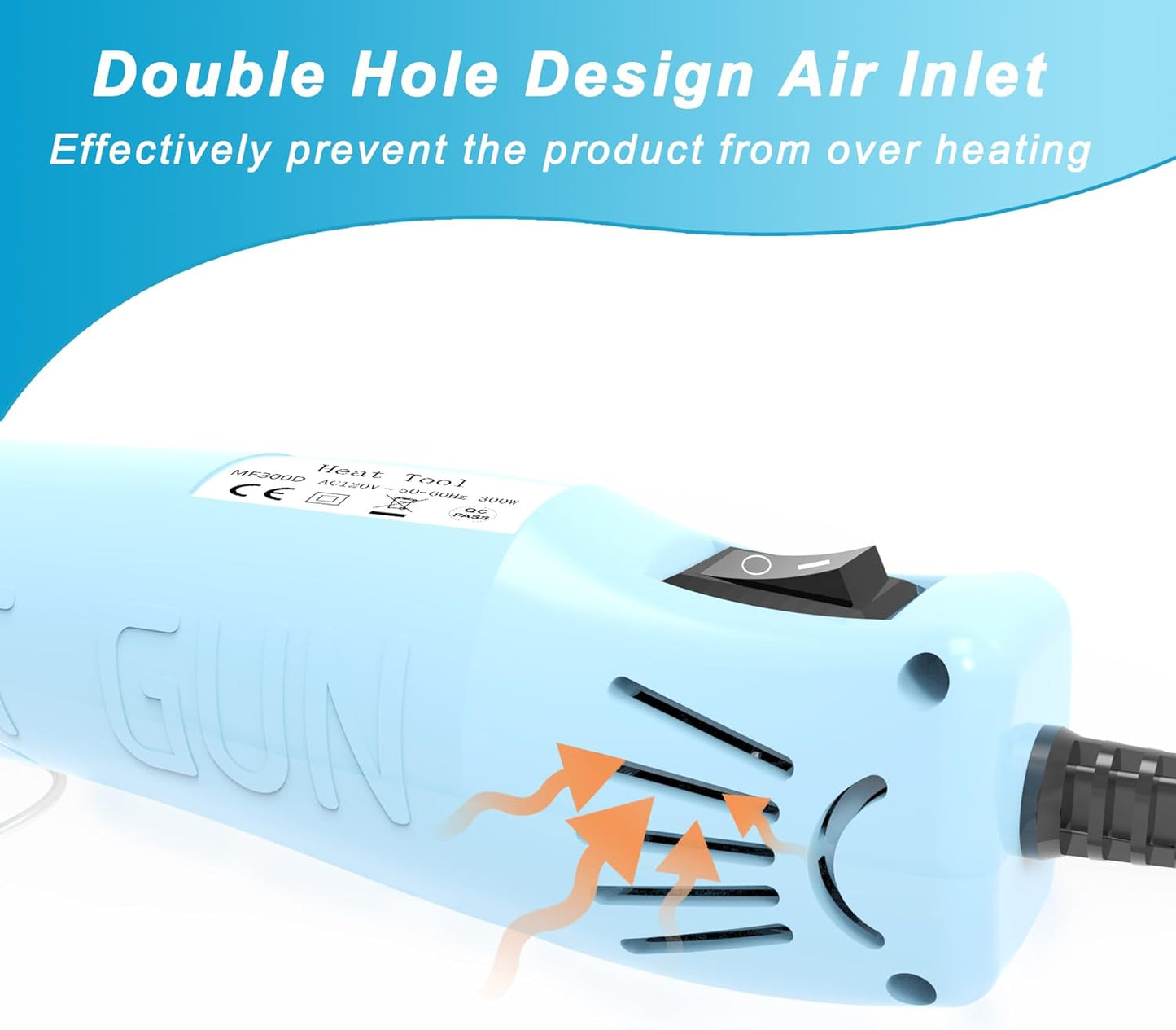 Heat Gun for Crafting, Mini Hot Air Gun Tool for Epoxy Resin, Shrunk Wrapping, Embossing, Electronics, Vinyl Wrap, Candle Making, Phone Repair & DIY - Blue