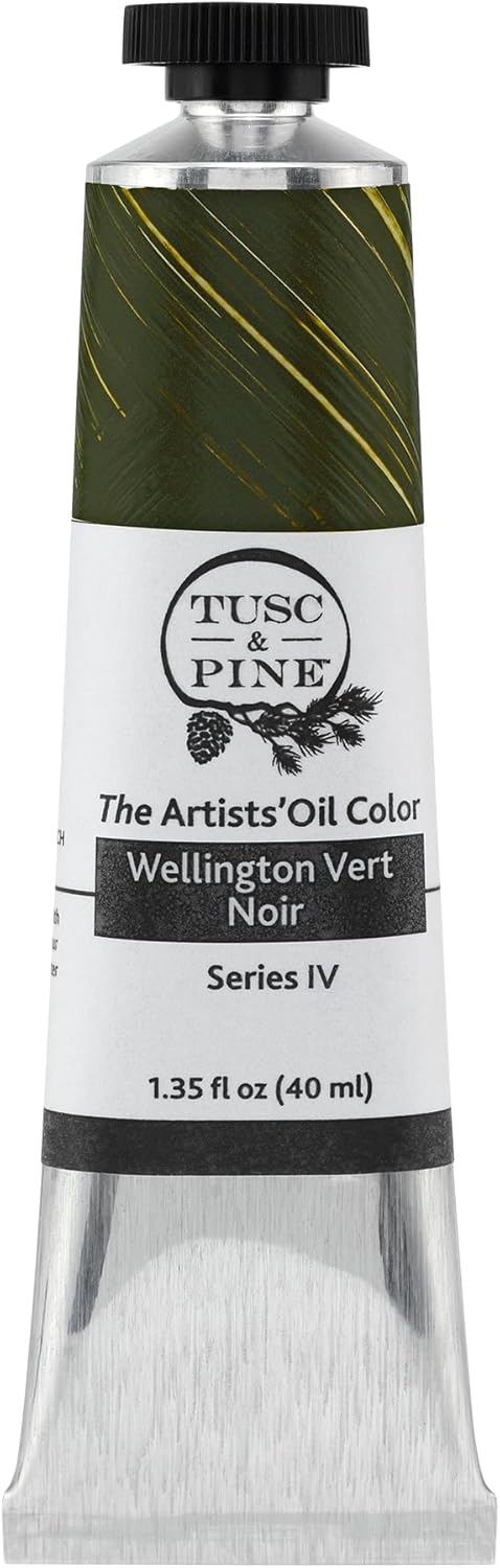 Tusc & Pine Artist Oil Paint - Wellington Vert Noir, 40 ml, Non-Yellowing, Rich & Creamy Consistency, Maximum Pigment Load, Small Batch Milled Oil Paints Made in The USA for Professional Artists