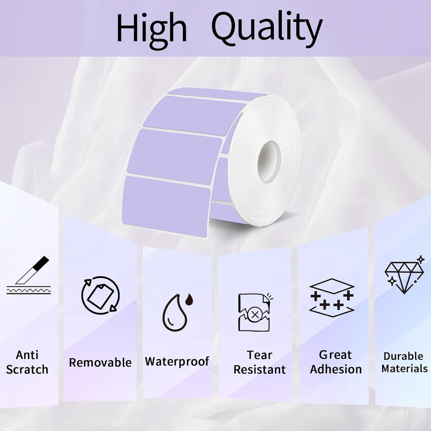 STARLIBOO 3x2 inch Direct Thermal Label Stickers for Barcode, Address, Compatible with Rollo Label Printer & Zebra Desktop Printers (Purple)