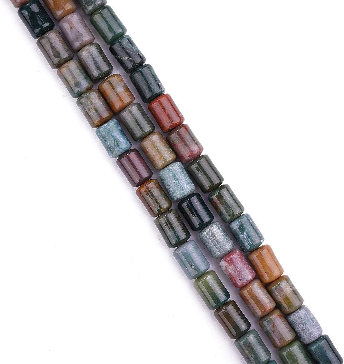 Natural Indian Agate Cylinder Stone Loose Semi Gemstone Beads for Jewelry Making 10mmx14mm 38cm