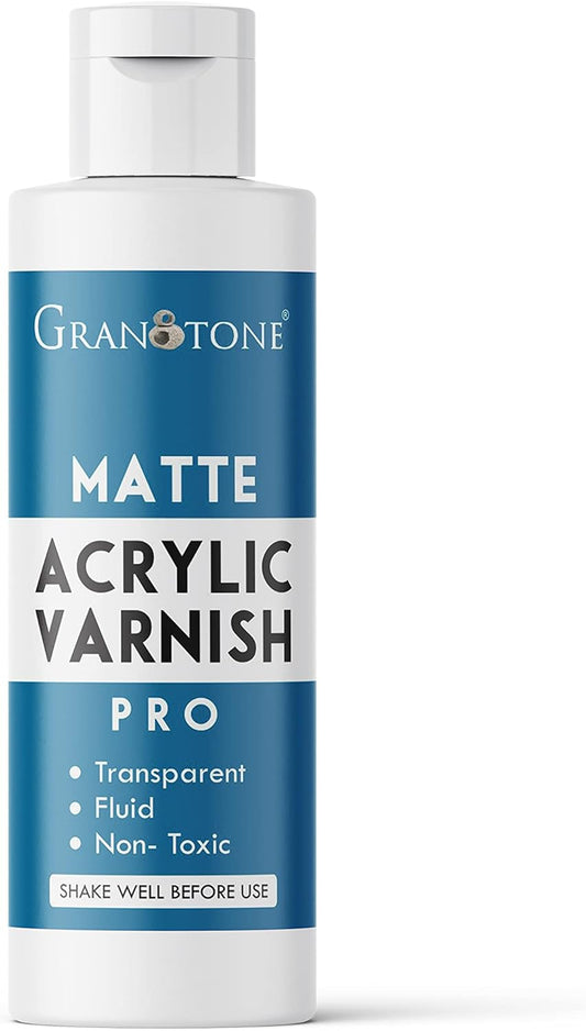GRANOTONE Acrylic Artist's Varnish | Matte Finish | Non-Yellowing | Non-Toxic | Anti-Crazing Formula | for Pro Artists, Hobby Painters & Kids | Made in India | 100 ML (3.38 fl oz)