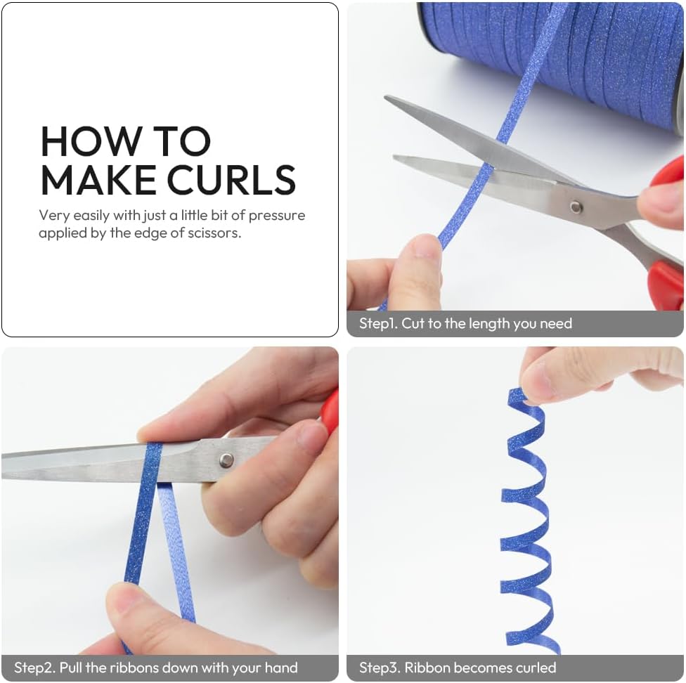 Black Glitter Curling Ribbon, 1/5" Wide x 500 Yards Christmas Curling Ribbons for Gift Wrapping, Party Decoration, Balloon String, Crafting, Balloon Ribbons for Florist Flower (1 Roll)