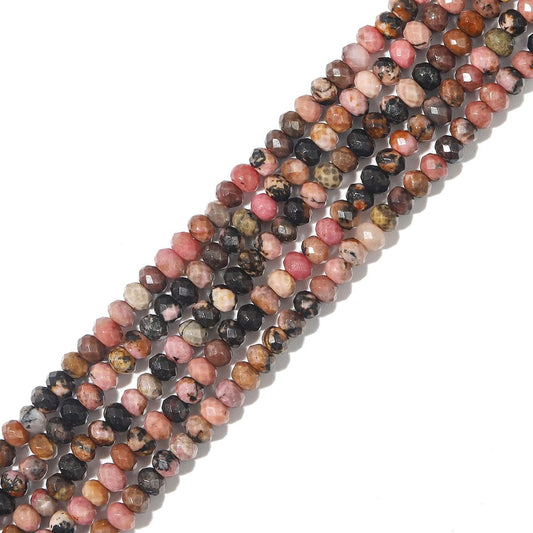 Natural Rhodochrosite Beads 4x2mm 120pcs Faceted Rondelle Loose Semi Gemstone Beads for Jewelry Making Design