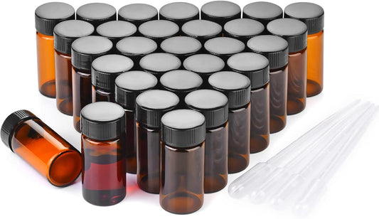 20ml Amber Small Glass Vials 30pcs with Screw Caps(30pcs)