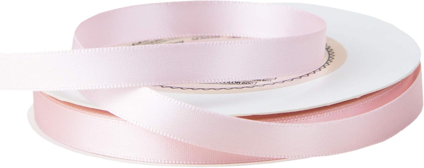 VATIN 3/8 inches Double Faced Light Pink/Baby Pink Polyester Satin Ribbon - 50 Yards for Gift Wrapping Ornaments Party Favor Braids Baby Shower Decoration Floral Arrangement Craft Supplies