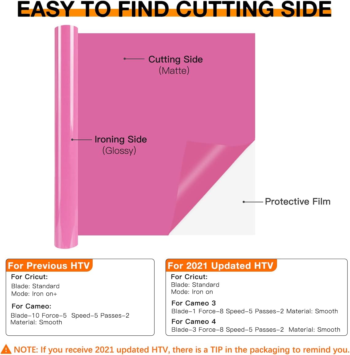 HTVRONT HTV Vinyl Rolls Heat Transfer Vinyl - 12" x 8ft Pink HTV Vinyl for Shirts, Iron on Vinyl for All Cutting Machine - Easy to Cut & Weed for Heat Vinyl Design (Pink)