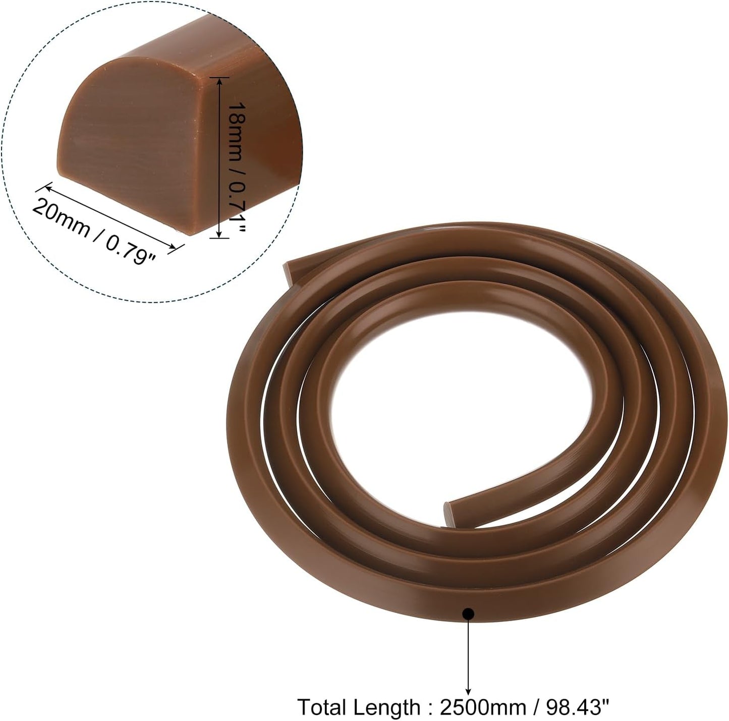 uxcell Flexible Molding Trim, 98 Inch Flexible Quarter Round Molding Silicone Peel and Stick Trim Self Adhesive Shower Water Barrier for Corner Decor Bathroom Kitchen, Brown