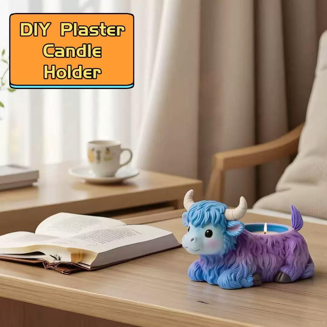 Animal Resin Molds Silicone 3D Cute Cow Epoxy Resin Plaster Candle Holder Wax Molds for Candle Making, Art Crafts DIY Unique Display Home Decor