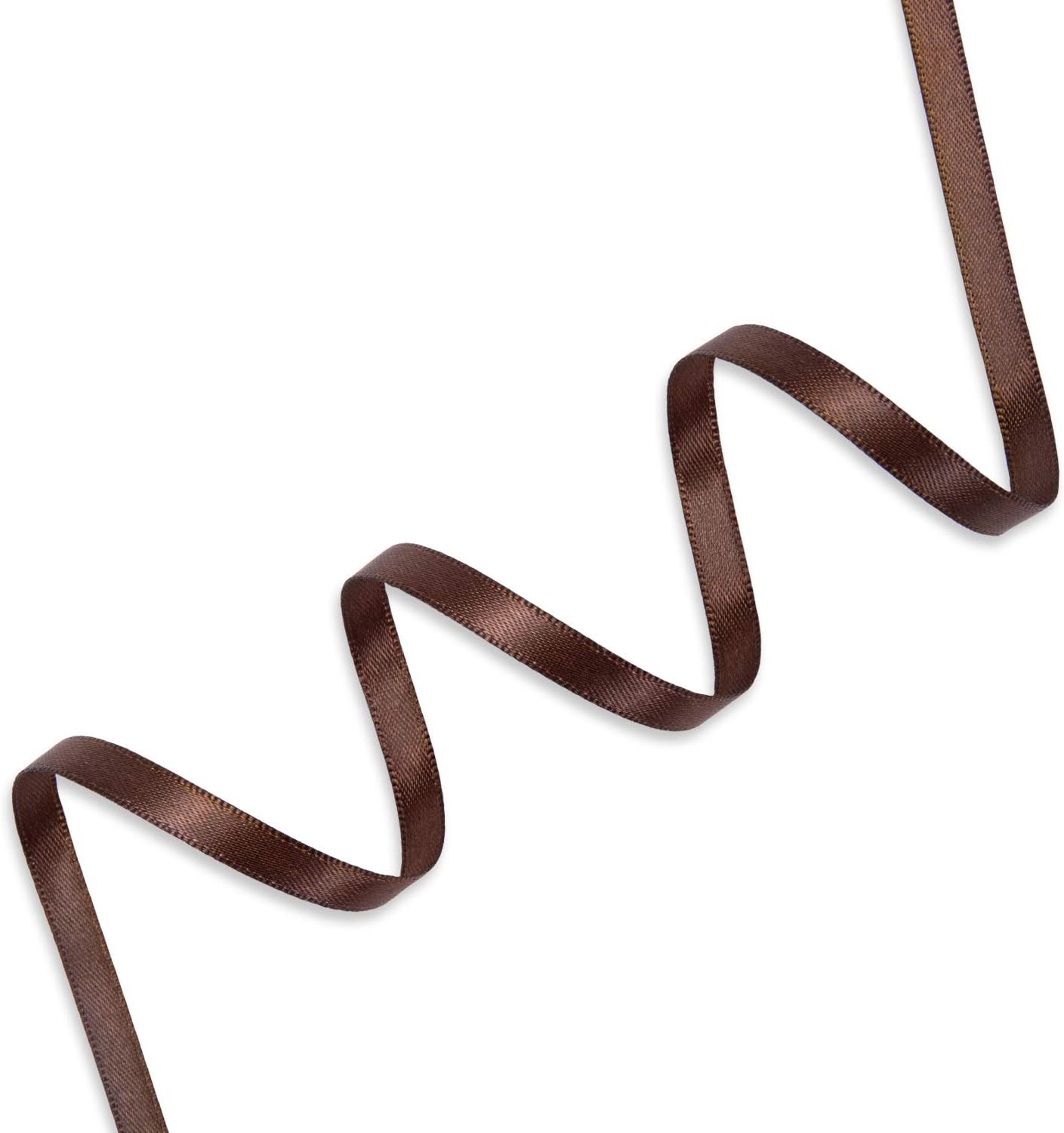 Humphrey's Craft 1/4 Inch Brown Double Faced Satin Ribbon - 50 Yards Variety of Color for Crafts Gift Wrapping DIY Bows Bouquet Decoration Sewing Christmas Tree Wedding and Invitation Card.