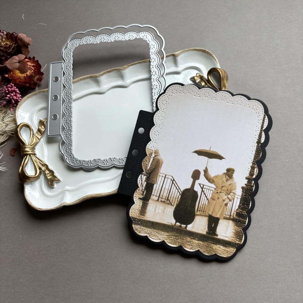 Rectangular Loose-Leaf Lace Die Cuts for Card Making, Background Cutting Dies DIY Album Scrapbooking Decor Paper Craft Metal Die Cuts Party Wedding Decorations