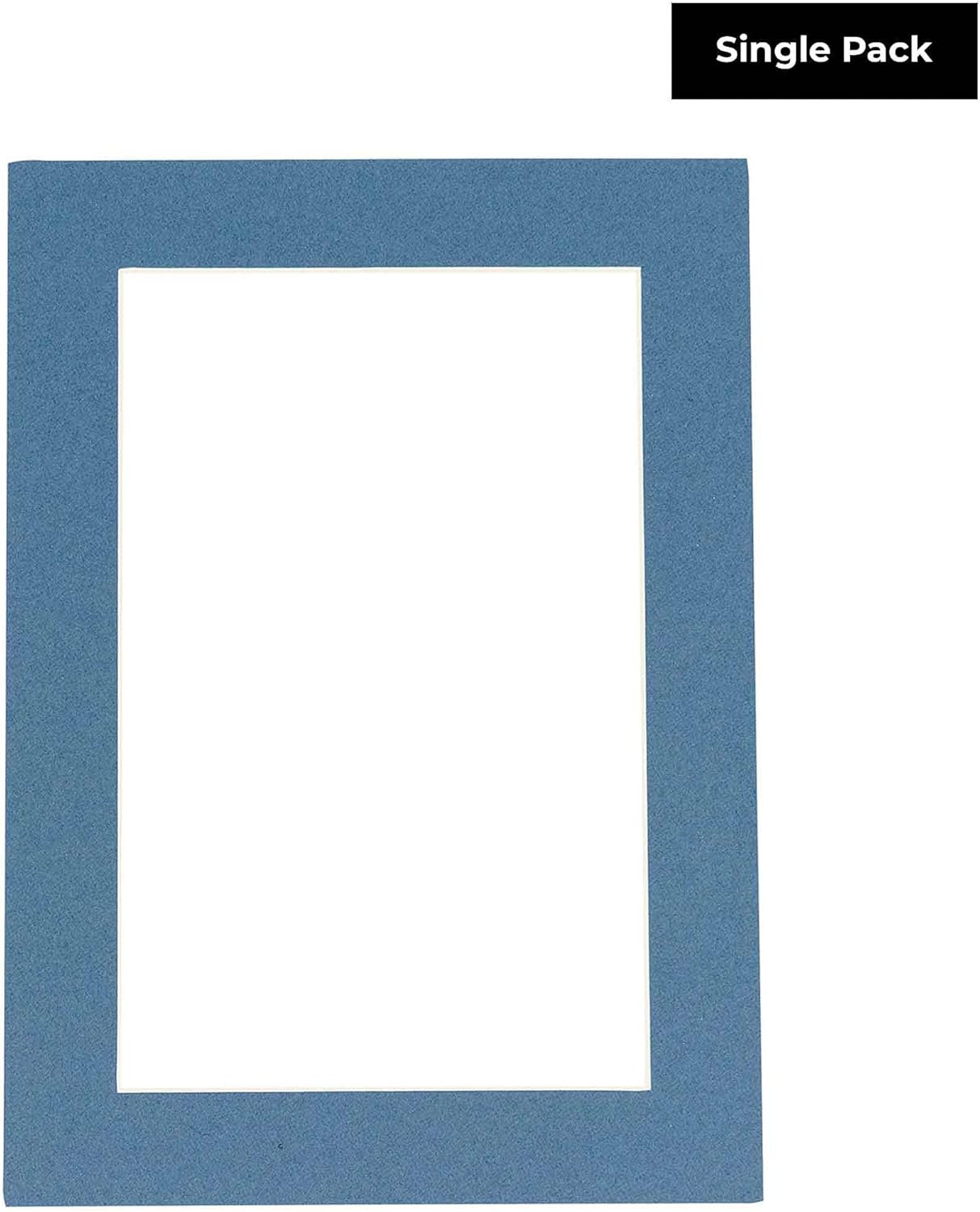11x14 Mat for 8.5x11 Photo - Precut Steel Blue Picture Matboard for Frames Measuring 11 x 14 Inches - Bevel Cut Matte to Display Art 8.5 x 11 Inches - Acid Free ONE MAT with Backing Board & Clear Bag