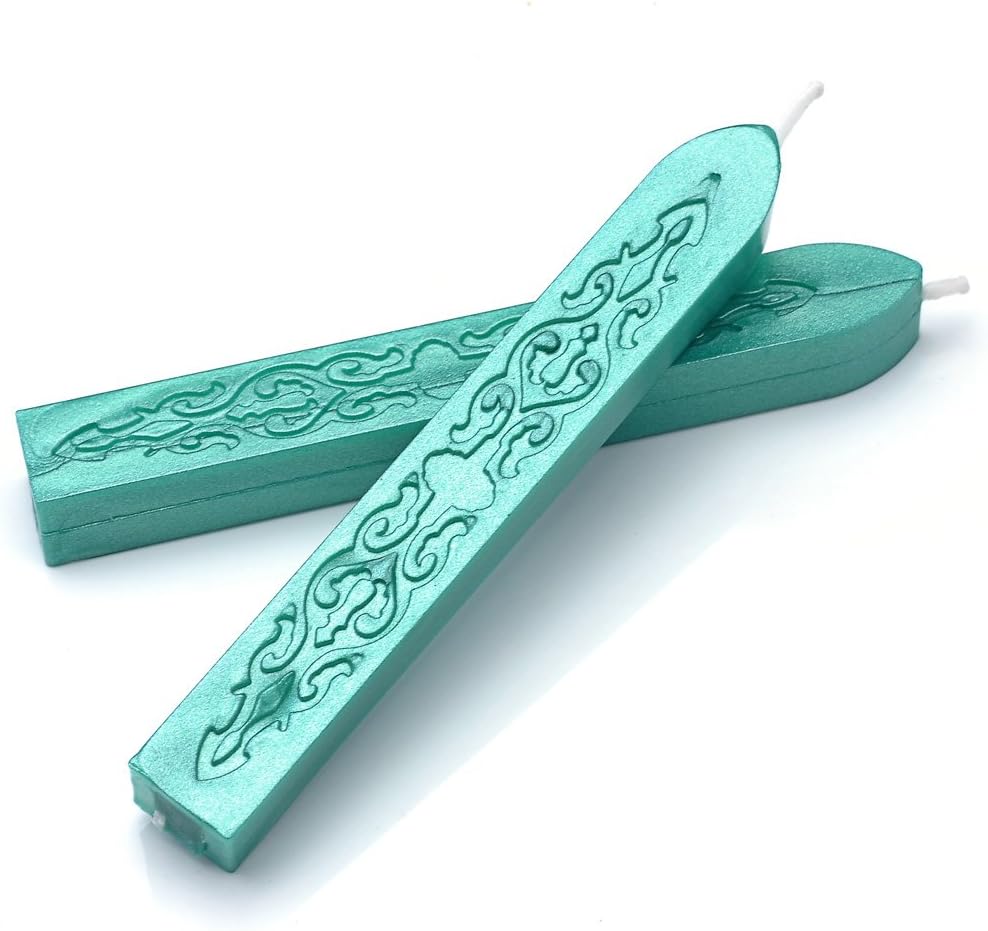 Yoption Sealing Wax Sticks with Wicks Antique Fire Manuscript Sealing Wax for Wax Seal Stamp (Green)