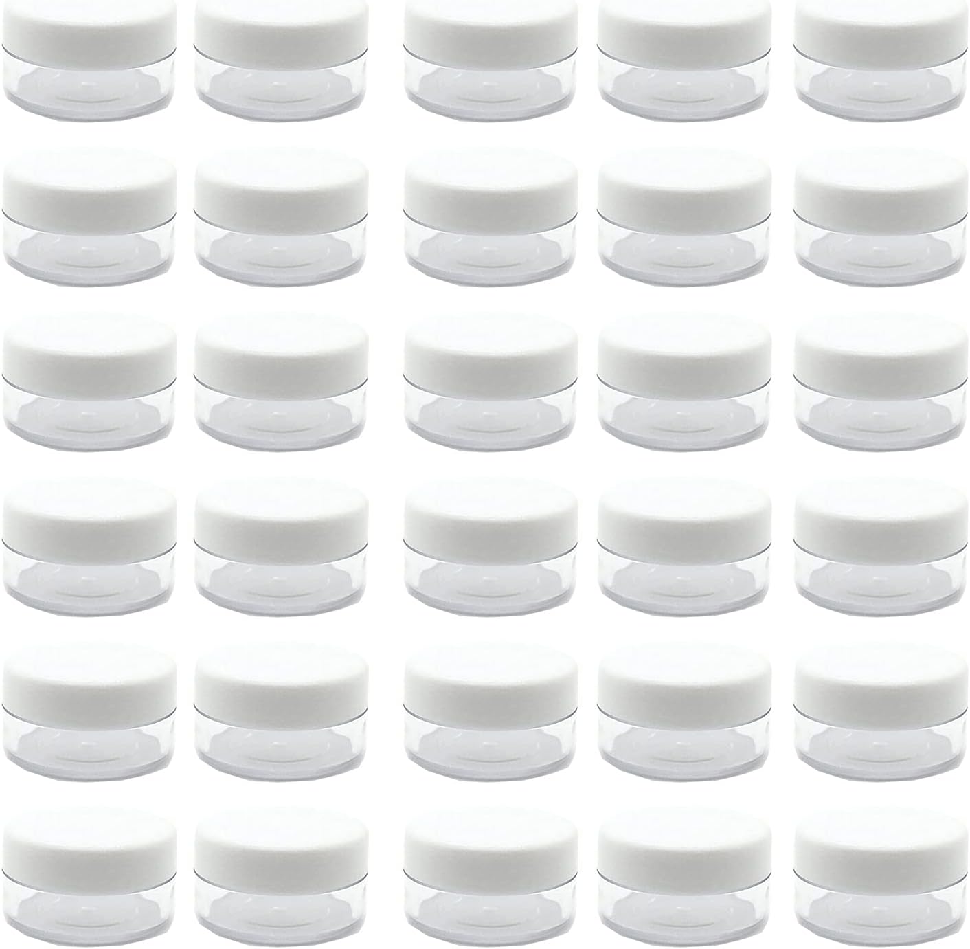 30 Pcs Sample Containers, 10 Gram Mini Sample Jars for Cosmetic, Eye shadow, White Lid