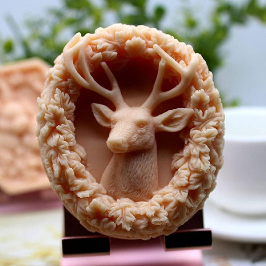 Deer Silicone Animal Soap Mold - Round Shape for Candle and Cake Decoration