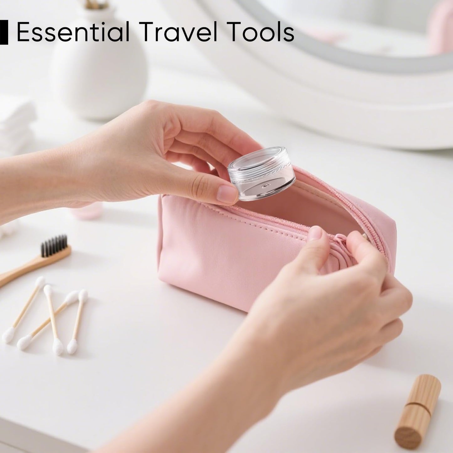 5g Cosmetic Sample Jars with Lids, 50 Pack Clear Small Plastic Containers for Skincare, Face Cream & Lip Balm, BPA-Free, Refillable Travel Size Containers