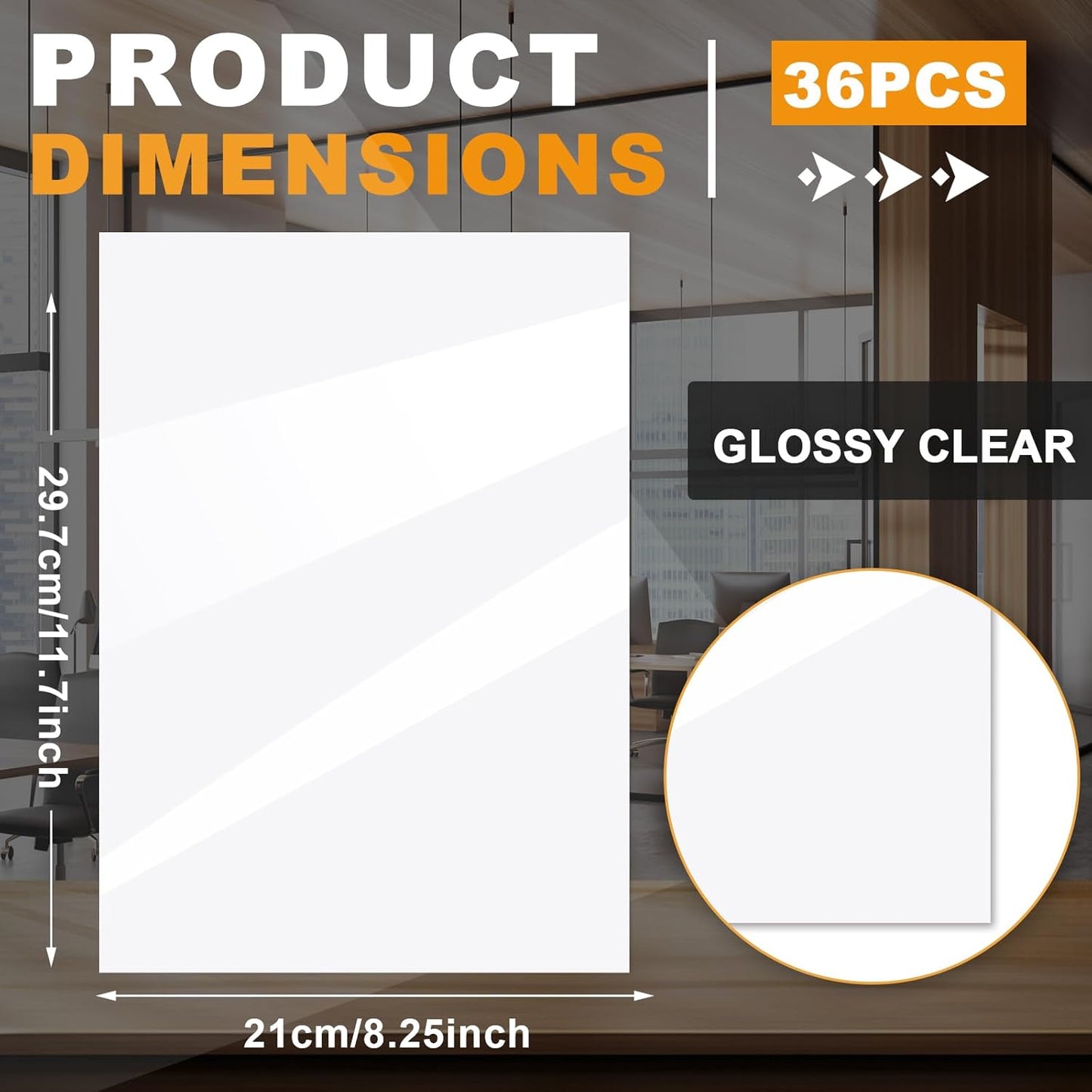 Clabby 36 Sheets Holographic Sticker Paper A4 Vinyl Sticker Paper Self Adhesive Waterproof Transparent Film, 11.7 x 8.3 inches(Clear)