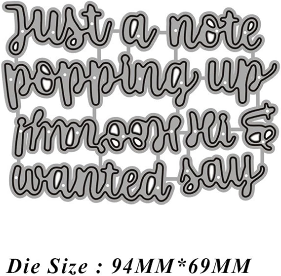 Mvchifay Cutting Dies Happy Birthday Holiday Thanks Greetings Metal Stencils Scrapbooking Tool Love Heart DIY Carbon Steel Embossing Template for Paper Card Making (Just a Note)