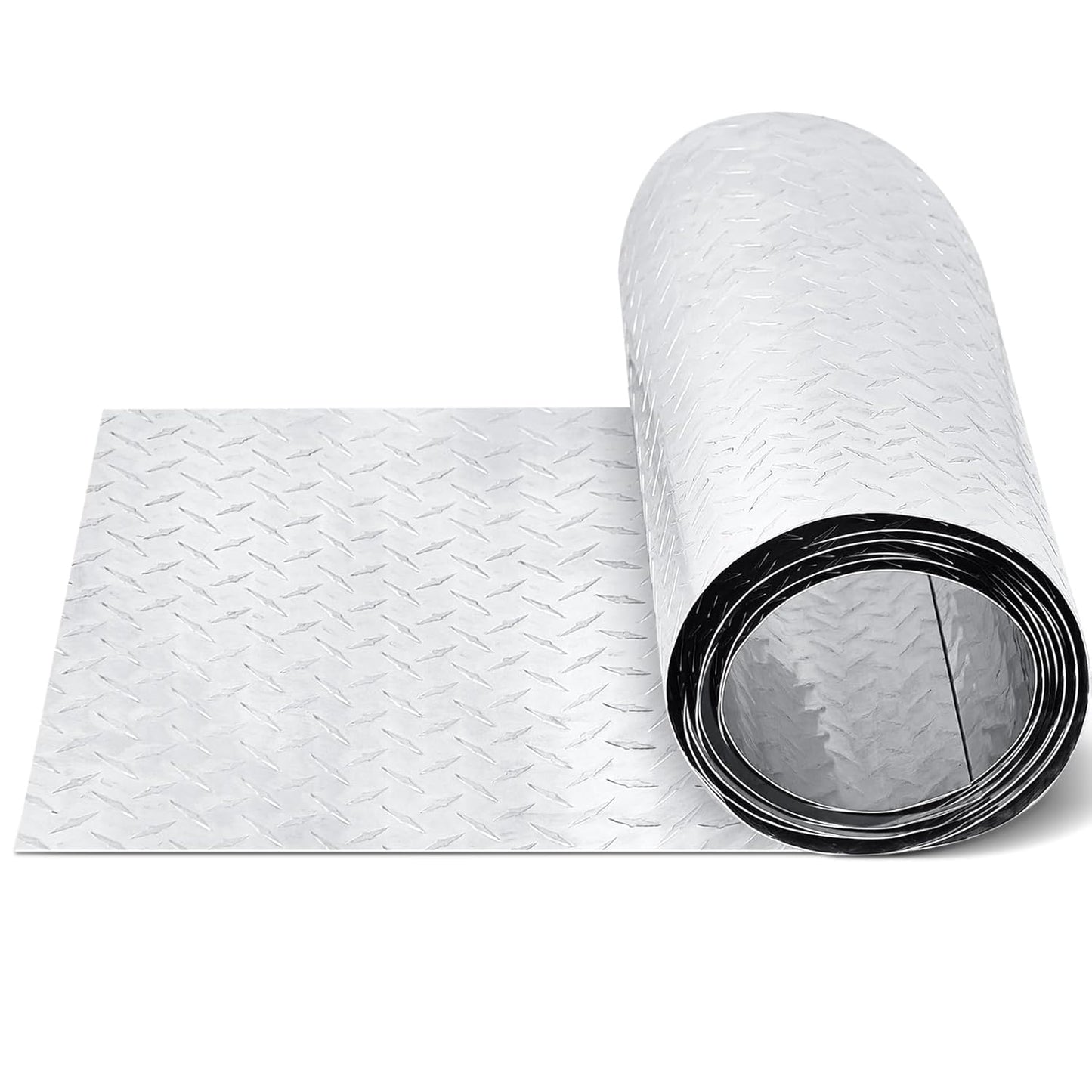 Diamond Plate Sheet Metal Heavy Duty Tread Aluminum Sheet Diamond Tread Plate for Wall Covering, Cargo Trailer, RV and More(120 × 10 Inch,Silver)