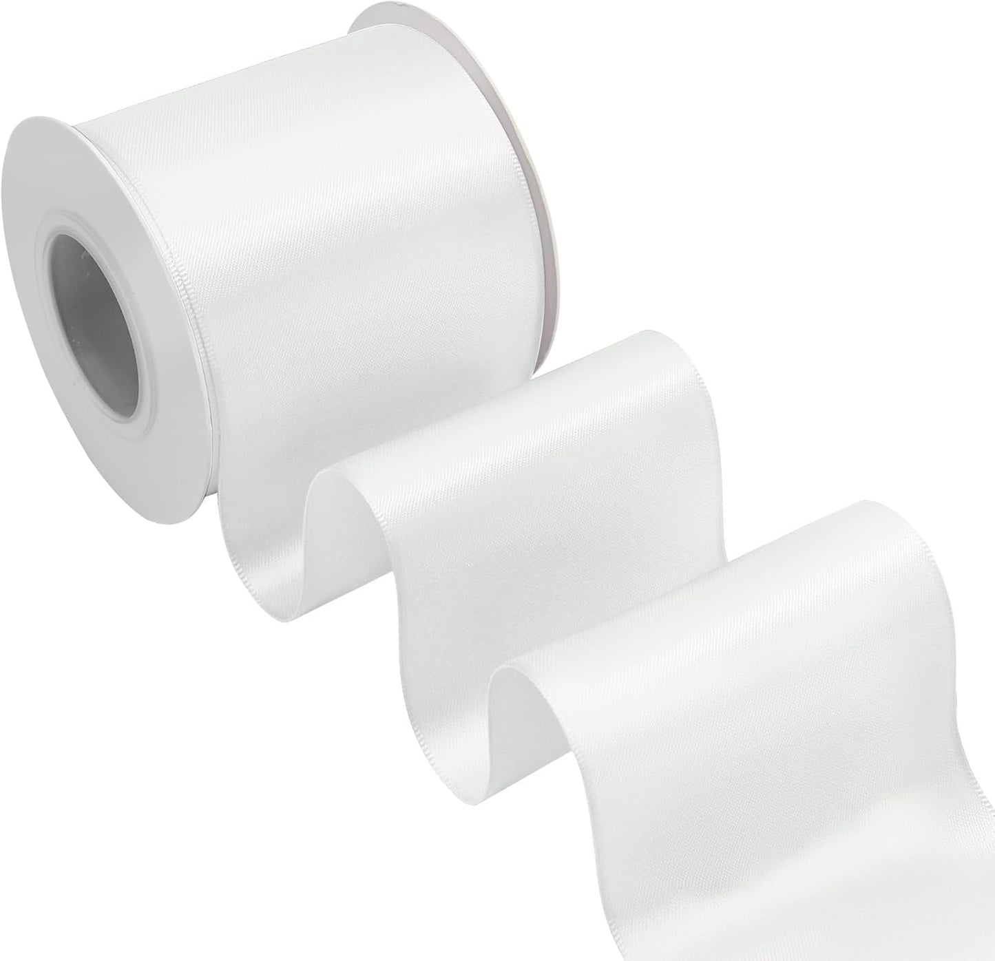 Off White Satin Ribbon 3 Inch X 15 Yards Solid Color Double Faced Ribbons Perfect for Crafts Wedding Decor Bow Making Arts Sewing and More