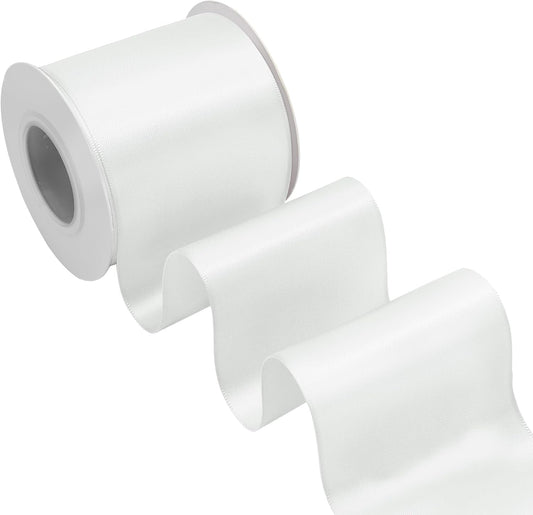 Off White Satin Ribbon 3 Inch X 15 Yards Solid Color Double Faced Ribbons Perfect for Crafts Wedding Decor Bow Making Arts Sewing and More