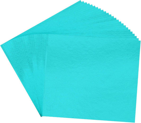 PATIKIL Gold Leaf Sheets for Art 3.7" x 3.4", 100 Pcs Gold Foil Sheet Metallic Leaf Papers for DIY Crafts Resin Furniture Nails Paintings Home Decoration, Light Blue
