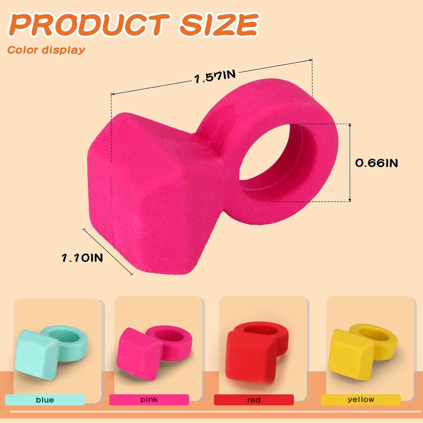 16 Pcs Eraser，Ring Erasers, 4 Assorted Colors, Funny Cute Rubber Erasers, Ring Shaped Pencil Eraser for Teachers, Office Use
