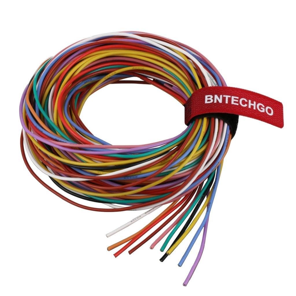 BNTECHGO 20 Gauge Silicone Wire Kit 10 Color Each 5 ft Flexible 20 AWG Stranded Tinned Copper Wire