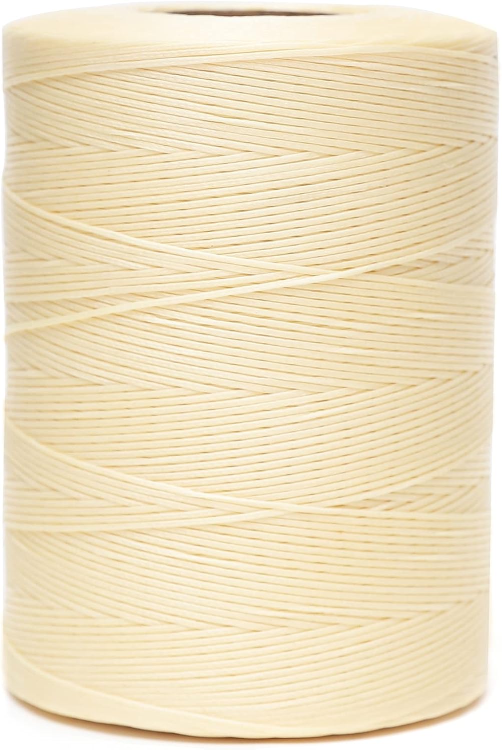 Waxed Thread,852Yards 150D 0.8mm Flat Polyester Wax Thread for Hand Sewing Leather Craft DIY Projects Shoes Repair Book Binding(Beige)