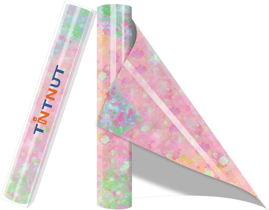 Tintnut Splash Heat Transfer Vinyl Roll - 12 Inch x 5ft Spring Color Watercolor Ink Patterned HTV Splatter Iron On Vinyl DIY T-Shirts Hats Clothes Canvas Bags for Cricut or Silhouette Cameo