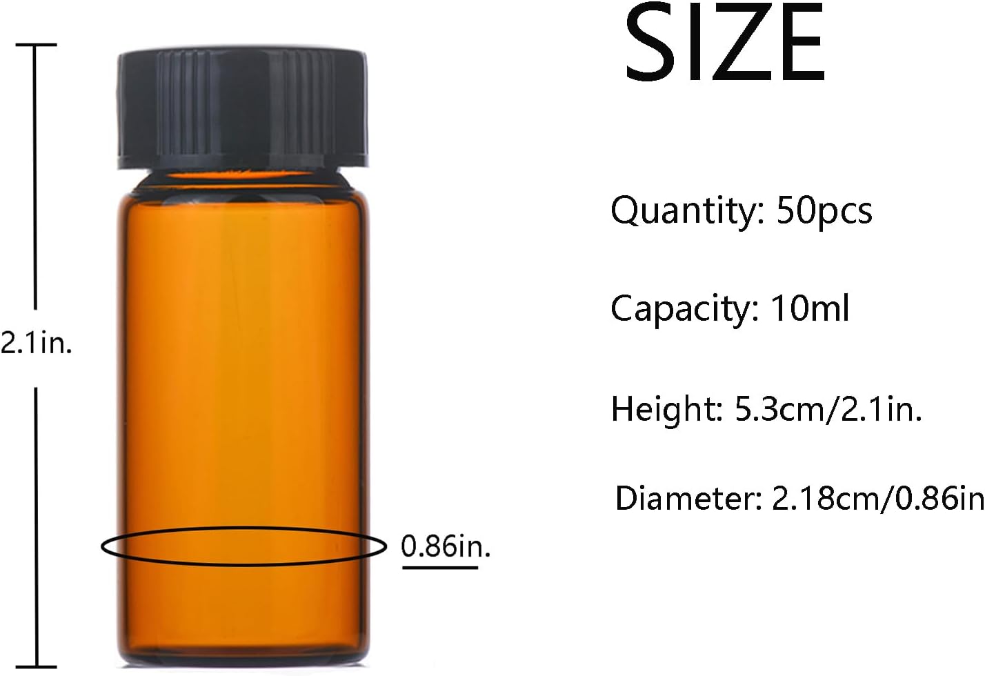 10ml Amber Small Glass Vials 50pcs with Screw Caps(50pcs)