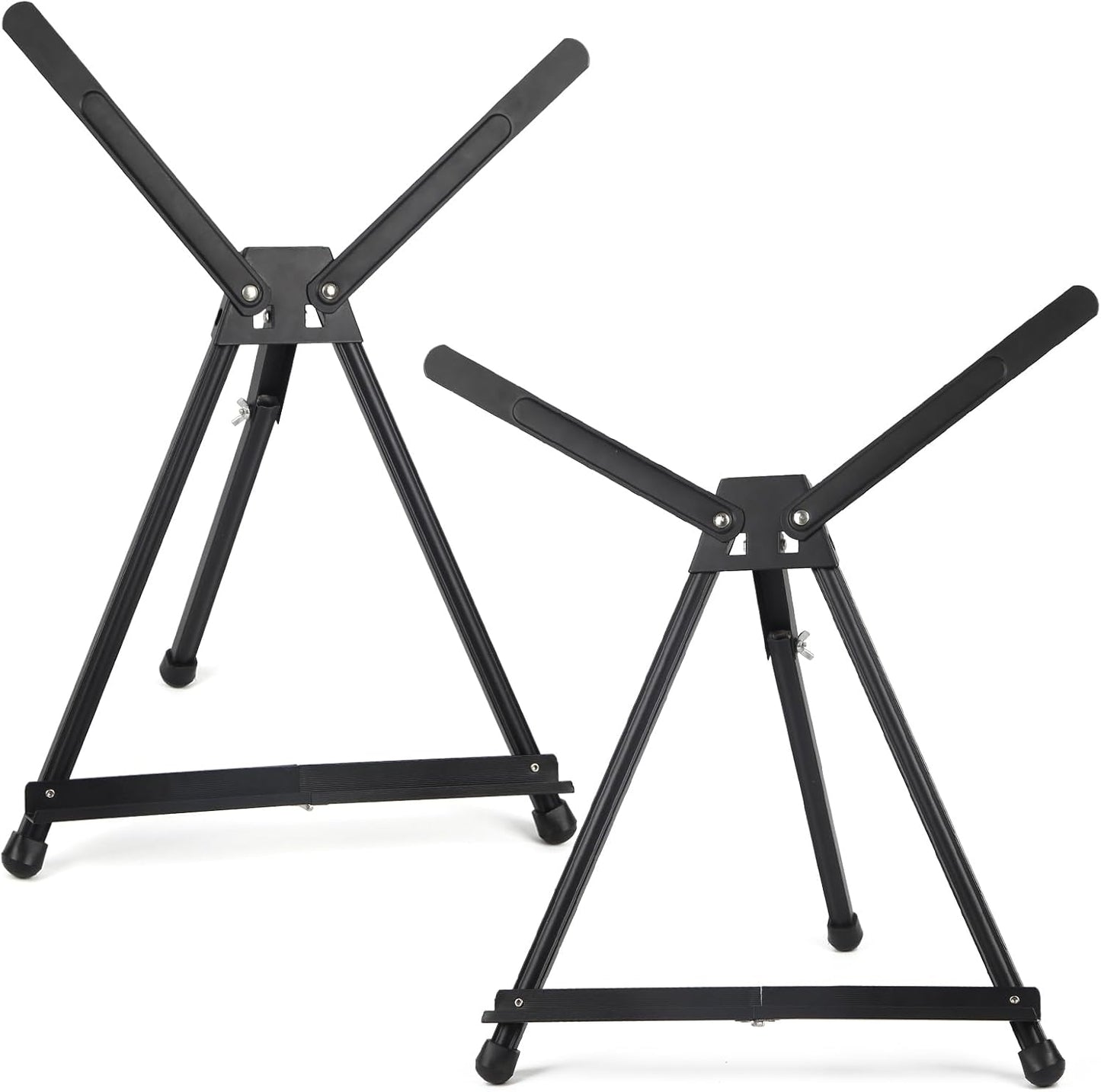 Falling in Art Aluminum 15" to 21" Tabletop Easel Display, Black Tripod with Rubber Feet, Holds Canvas, Paintings, Books, Photos, Signs (Pack of 2)