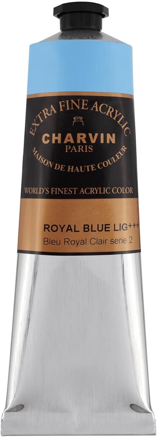Charvin Extra Fine Professional Acrylic Paint - Royal Blue Light, 150ml Tube, Triple-Milled, Lightfast Pigments, Open Stock Artist Acrylic Paints in Nature-Inspired Hues