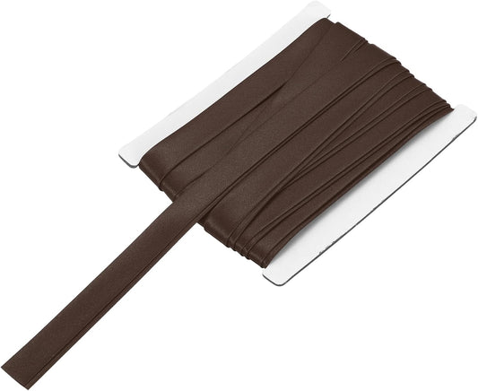 MECCANIXITY Double Fold Bias Tape for Sewing 5/8 Inch x 6 Yards Satin Pre-fold Continuous Binding Tape for Seaming Quilting Hemming Binding DIY Crafts, Dark Brown