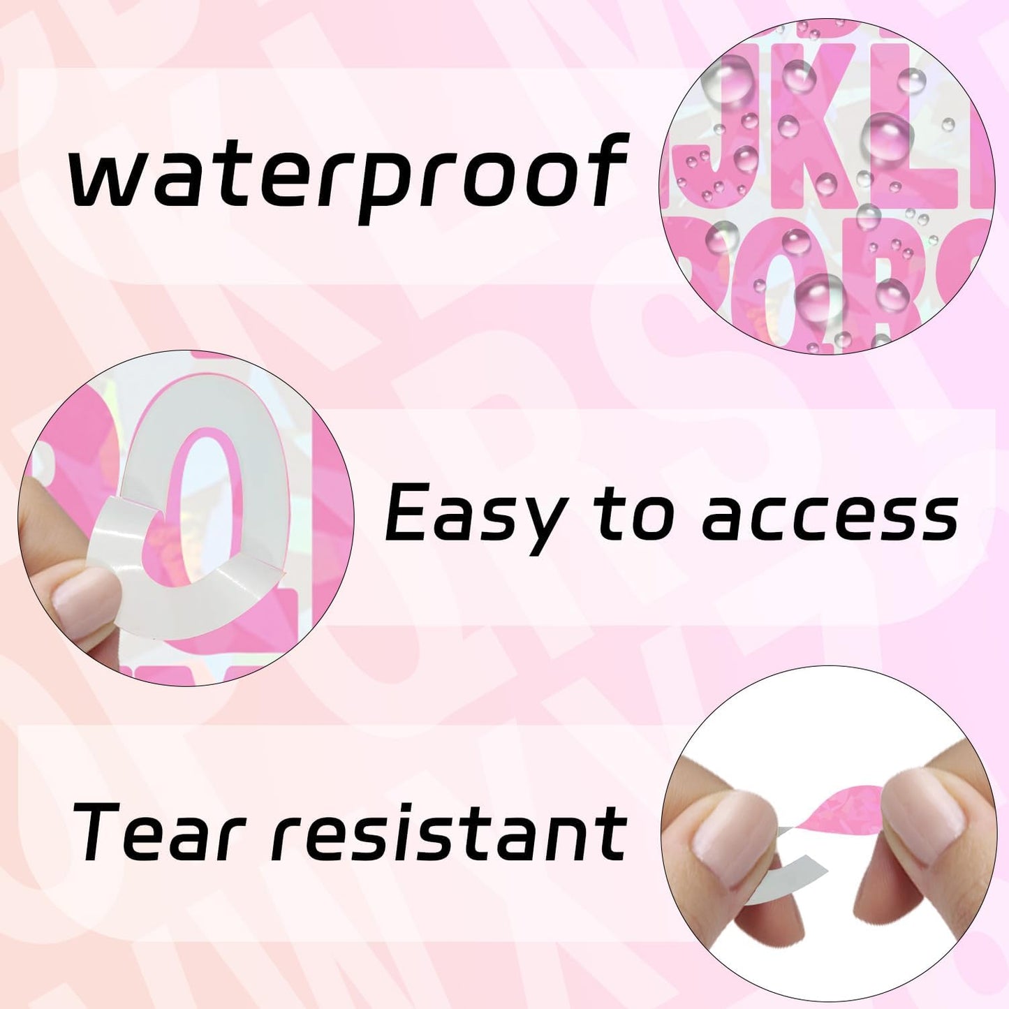 Starboling Letter Stickers,2 inch 8 Sheets Pink Alphabet Sticker,Self Adhesive Vinyl Letter Stickers Mailbox Numbers,for Arts Crafts Outdoor Sign Poster Mailbox Sign Doors Mailboxes Car Truck