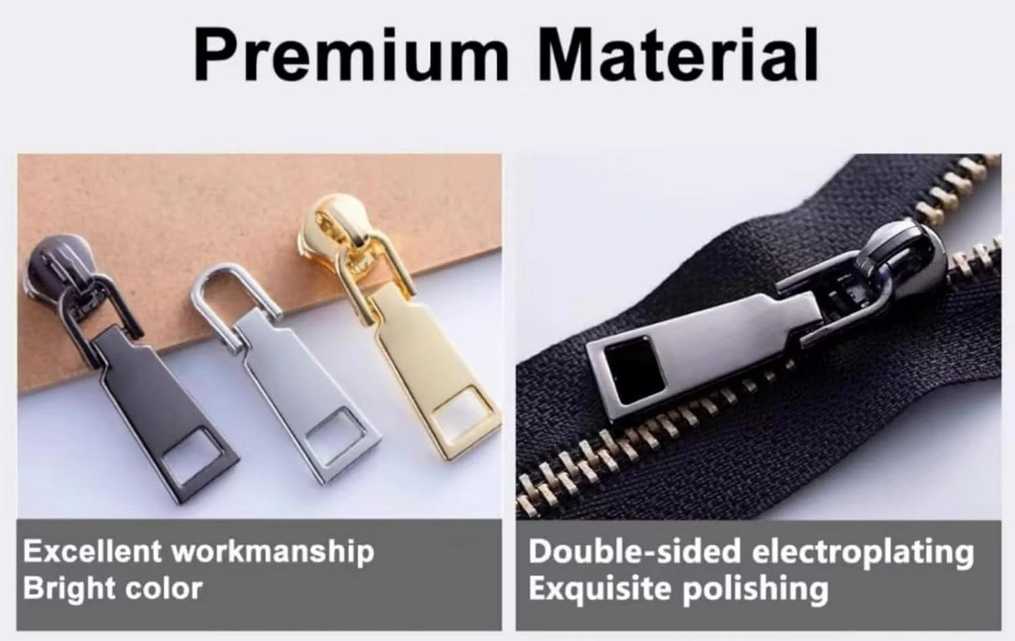 AKTIOIN Metal Zipper Repair Kit for Jackets, Luggage, Bags, Backpack, No Sewing Required Detachable Zip Heads Zipper Pull Replacement (Silver, #5)