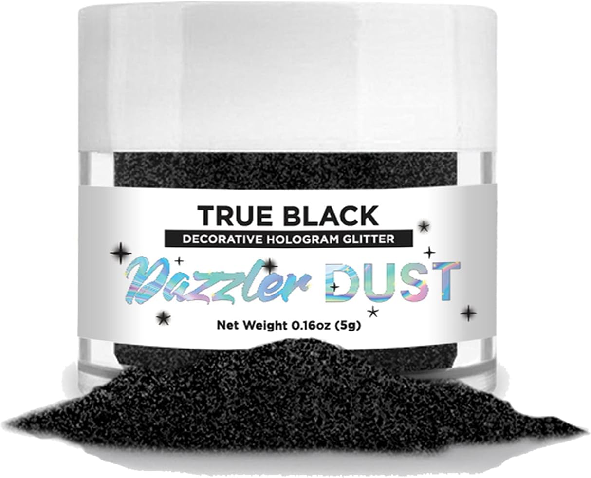 BAKELL True Black Art & Craft Glitter, 5g Jar | Dazzler DUST | Non-Toxic Decorating Glitter | Arts, Crafts, Slime, Glue, Paint, Face & Body (True Black)