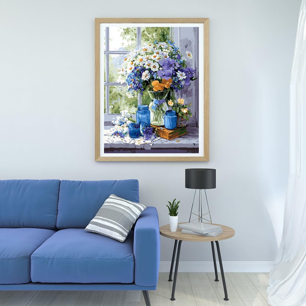 Moohue 14 ct Counted Cross Stitch Kits for Adults Flowers Cross Stitch Patterns Stamped Printed Cross Stitch Kits (Flowers 1)