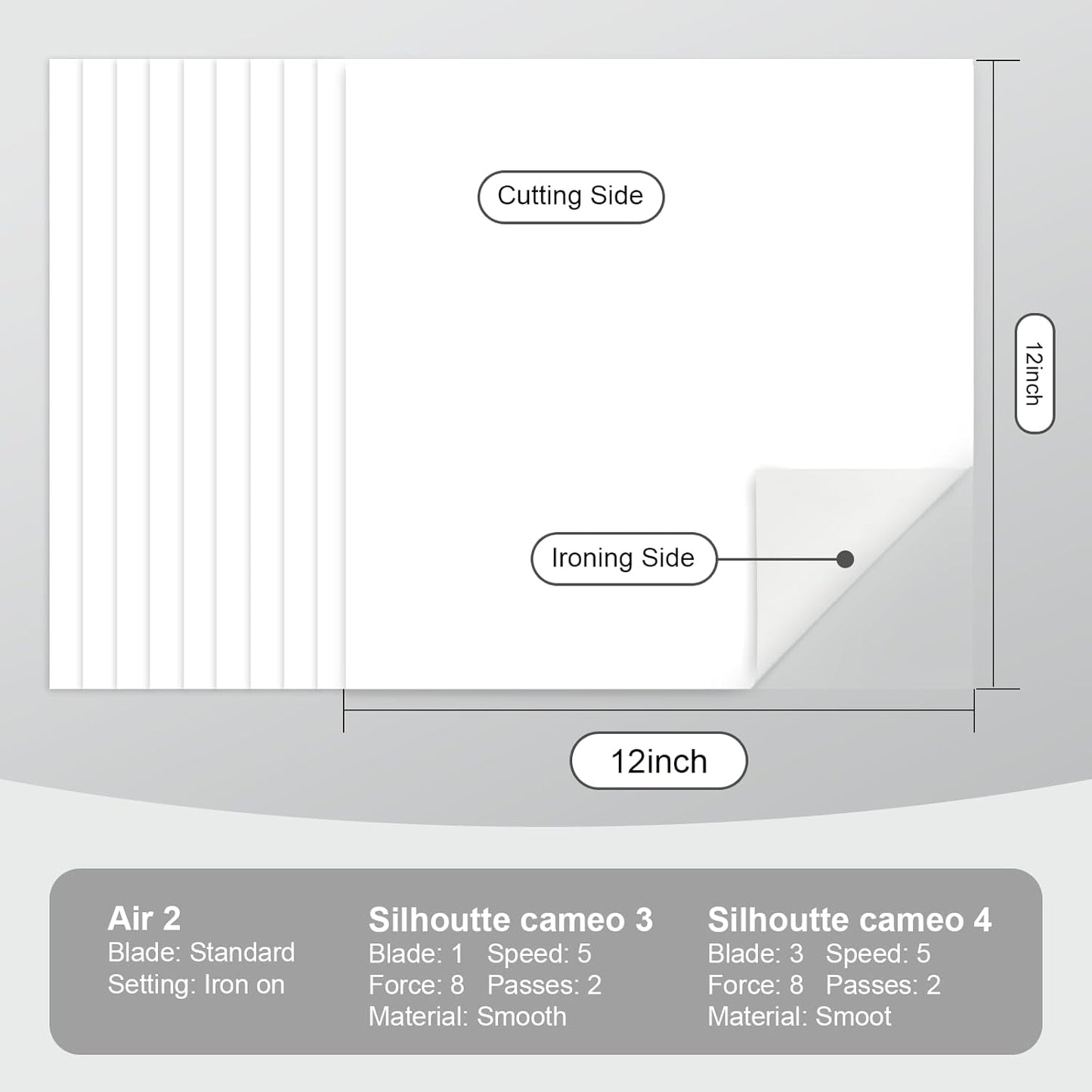 HTVRONT White HTV Heat Transfer Vinyl Bundle: 10 Pack 12"x12" Iron on for T-Shirt (1 PTFE Sheet Included), PU HTV Easy to Cut & Weed for Heat Design